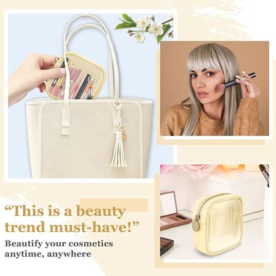 Ringan dan tahan air Tas Rias Kecil Lucu Ritsleting Tas Ritsleting Kosmetik Preppy, Transparan