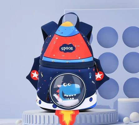 Bentuk Roket SBR Anak Ransel 3D Neoprene Tas Pendidikan Lembut TK Tas Ringan Gadis Ransel
