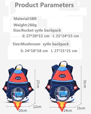 Bentuk Roket SBR Anak Ransel 3D Neoprene Tas Pendidikan Lembut TK Tas Ringan Gadis Ransel
