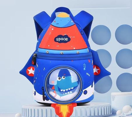 Bentuk Roket SBR Anak Ransel 3D Neoprene Tas Pendidikan Lembut TK Tas Ringan Gadis Ransel