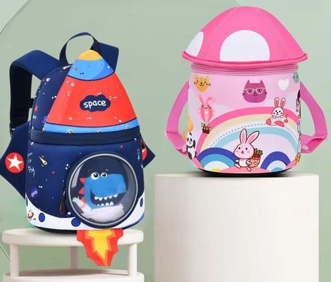 bentuk jamur 3D tas pendidikan Neoprene SBR tas ransel anak-anak taman kanak-kanak lembut tas ransel gadis ringan