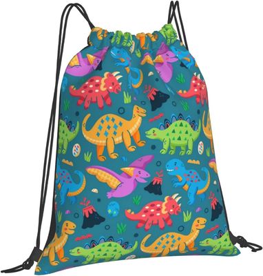 Ransel Serut Tas Serut untuk Anak Perempuan Anak Laki-laki Remaja Gym Tali Tari Tas Massal Tahan Air Dinosaurus