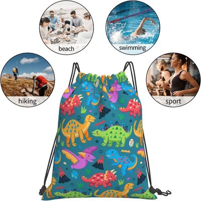 Ransel Serut Tas Serut untuk Anak Perempuan Anak Laki-laki Remaja Gym Tali Tari Tas Massal Tahan Air Dinosaurus