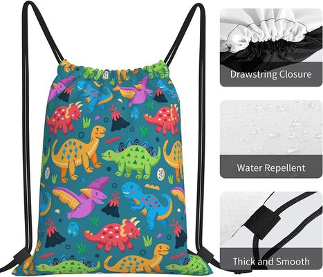 Ransel Serut Tas Serut untuk Anak Perempuan Anak Laki-laki Remaja Gym Tali Tari Tas Massal Tahan Air Dinosaurus