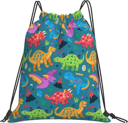 Ransel Serut Tas Serut untuk Anak Perempuan Anak Laki-laki Remaja Gym Tali Tari Tas Massal Tahan Air Dinosaurus