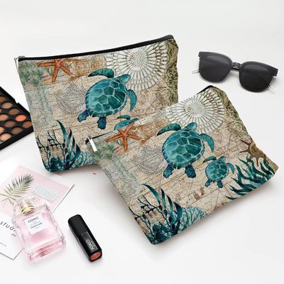 Halus Lembut Tahan Air Lighweight Sea Turtle Makeup Bag Travel Cosmetic Bag Zipper Pouch Ide Hadiah Teman Untuk Wanita