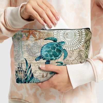 Halus Lembut Tahan Air Lighweight Sea Turtle Makeup Bag Travel Cosmetic Bag Zipper Pouch Ide Hadiah Teman Untuk Wanita
