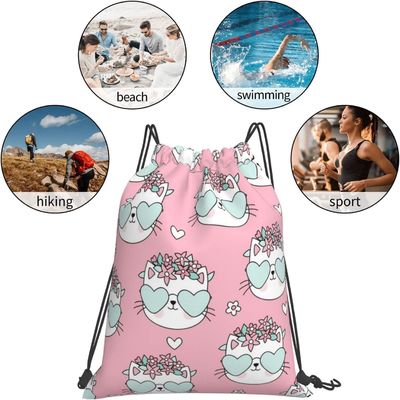 Tas Serut Ransel Serut Ringan untuk Anak Perempuan Anak Laki-laki Remaja Gym Tali Tari Tas Massal Tahan Air Kucing