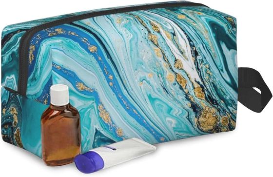 Shockproof pelindung &amp; Menyimpan Tas Kit Cukur Portabel, Marmer Emas Biru, Tas Cuci untuk Perjalanan, Gym, Berkemah