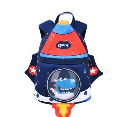Tas Ransel Anak SBR Bentuk Roket Tas Edukasi Neoprene 3D 31 * 24 * 15 Cm