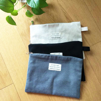 Sesuaikan Kantung Kanvas Datar Hitam Untuk Ipad Reusable ECO Free Small Cotton Pocket