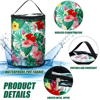 Clear Beach Makeup Bag Tas Perlengkapan Mandi Tahan Air Tas Kosmetik PVC dengan Beach Survival Turtle Sailboat Hawaiian Floral