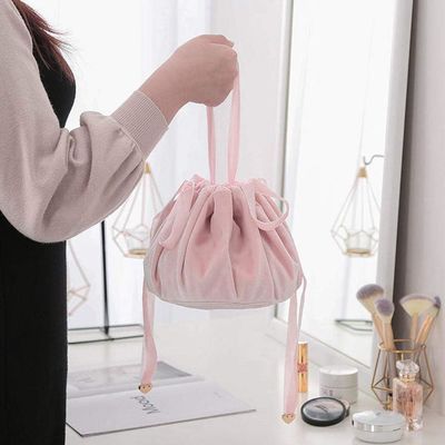 Tas Rias untuk Wanita Wanita, Bahan Beludru dengan Tali untuk Penyelenggara Kosmetik Perjalanan Dompet