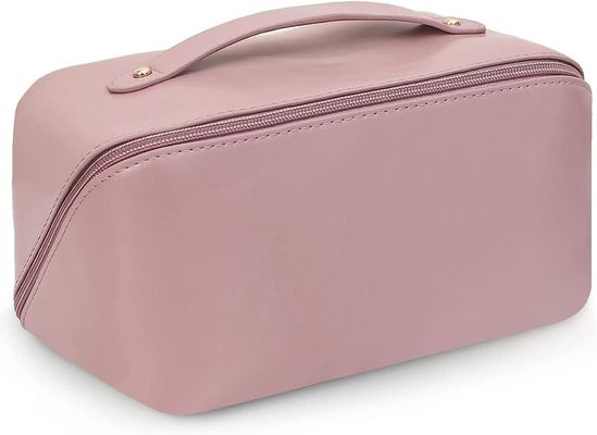 Shockproof Leather Double Layer Makeup Bag Tas Kosmetik Bening Dengan Ritsleting