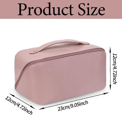 Shockproof Leather Double Layer Makeup Bag Tas Kosmetik Bening Dengan Ritsleting