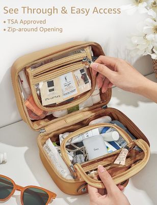 Tas Perlengkapan Mandi Perjalanan Ringan Tahan Air 2 Lapisan Tas Rias Bening Dengan Ritsleting