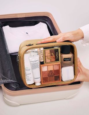 Tas Perlengkapan Mandi Perjalanan Ringan Tahan Air 2 Lapisan Tas Rias Bening Dengan Ritsleting