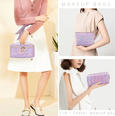 PU Kulit Tas Kosmetik Lembut Kantung Tahan Air Tas Travel Rias Portabel
