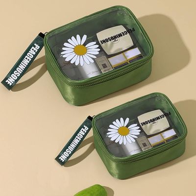Daisy Kosmetik Transparan PVC Tas Rias Perjalanan Tahan Air Hijau Untuk Wanita Pria