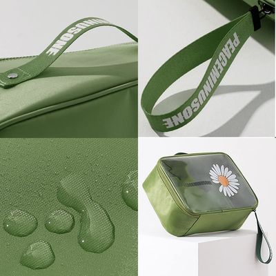 Daisy Kosmetik Transparan PVC Tas Rias Perjalanan Tahan Air Hijau Untuk Wanita Pria