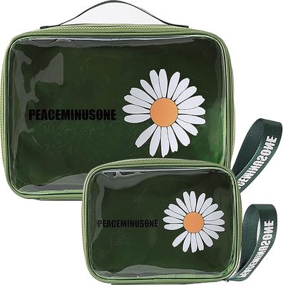 Daisy Kosmetik Transparan PVC Tas Rias Perjalanan Tahan Air Hijau Untuk Wanita Pria