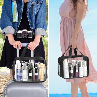 Tas Travel Bening Transparan Tahan Air PVC Besar Untuk Tas Perlengkapan Mandi