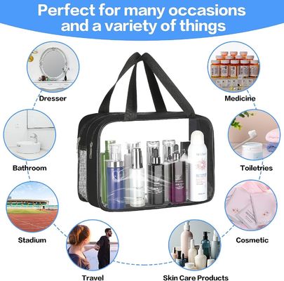 Tas Travel Bening Transparan Tahan Air PVC Besar Untuk Tas Perlengkapan Mandi