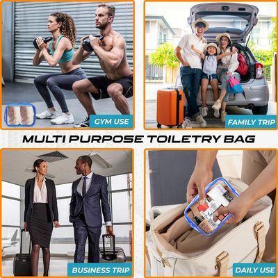 Kapasitas gudang Waterproof tahan lama kantong toilet transparan dengan ritsleting