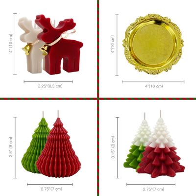 Christmas lilin beraroma Set hadiah Elk &amp; Christmas Tree berbentuk buatan tangan Soya Wax Xmas Aromaterapi Lilin