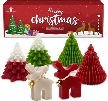 Christmas lilin beraroma Set hadiah Elk & Christmas Tree berbentuk buatan tangan Soya Wax Xmas Aromaterapi Lilin