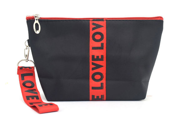 Waterproof Zippered Cosmetic Bag Polyester Travel Makeup Organizer Bag Dengan Strap