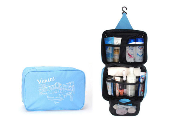 Canvas Blue Hang Up Tas Perlengkapan Mandi, Travel Makeup Bag Dengan Cetak Kustom