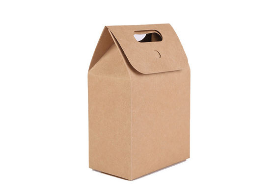 Folding Keras Brown Kraft Paper Gift Bags Dengan Menangani Untuk Mengambil Jauh