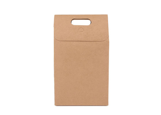 Folding Keras Brown Kraft Paper Gift Bags Dengan Menangani Untuk Mengambil Jauh